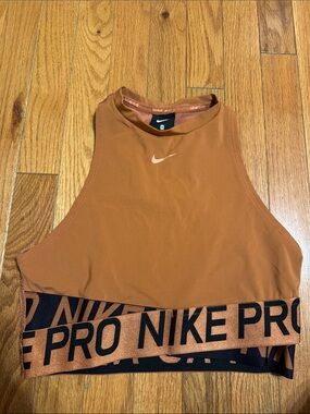 Nike Rust Orange High Neck Cropped Sports Bra